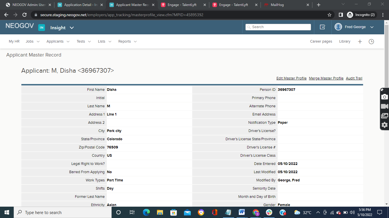 Item 4 of 5 in gallery section. Title is Address and name after update.
